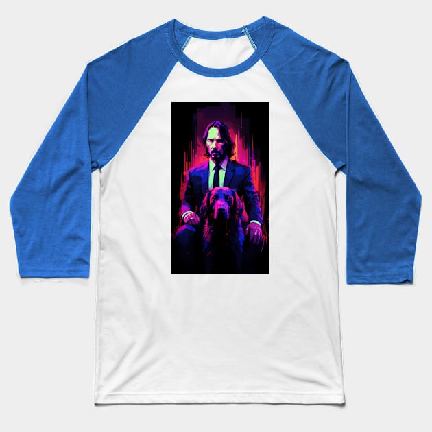 john wick neon poster Baseball T-Shirt by FunartsbyM